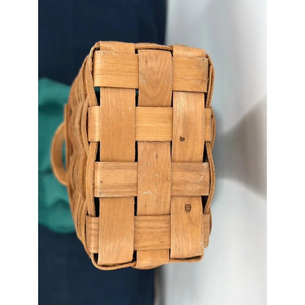 Vtg Longaberger Woven Wood Splint Hanging Wall Basket Pocket Farmhouse Decor